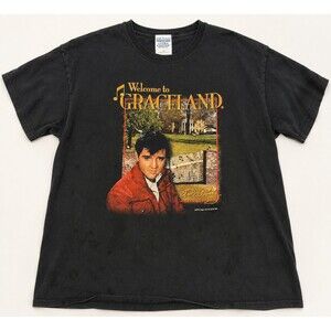 Elvis Presley Welcome to Graceland T Shirt XL Black Gildan Double Sided